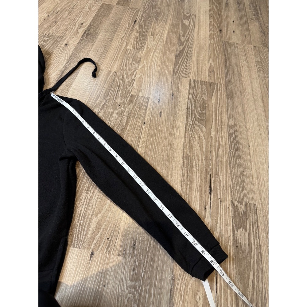 Sweet Romeo Flawed Black Fleece Lined Hooded Sweatshirt XS Pullover Hoodie‎ - Picture 7 of 8